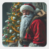 Kerstman Vierkante Sticker (Voorkant)