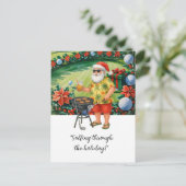 Kerstman viert kerst in juli feestdagenkaart (Staand voorkant)