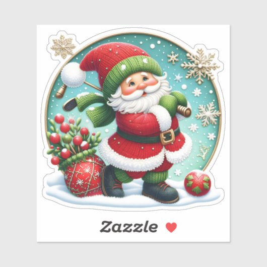Kerstman viert kerst in Wonderland Sticker (Vel)