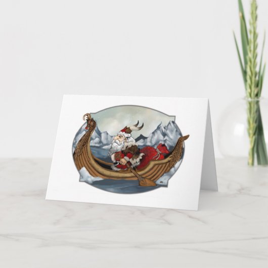 Kerstman Viking Feestdagen Kaart (Voorkant)