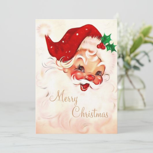 Kerstman vintage 4 kaart (Staand voorkant)