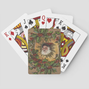 Kerstman Vintage Antiek Hulst Kerstmis Pokerkaarten