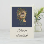 Kerstman Vintage Antiek Kerst Hulst Kaart (Staand voorkant)