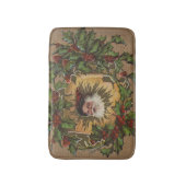 Kerstman Vintage Antiek Kerstmis Hulst Badmat (Voorkant Verticaal)
