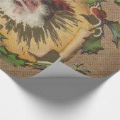 Kerstman Vintage Antiek Kerstmis Hulst Cadeaupapier (Hoek)