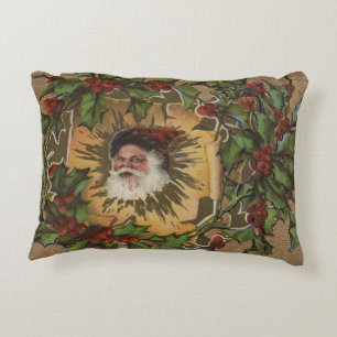 Kerstman Vintage Antiek Kerstmis Hulst Decoratief Kussen