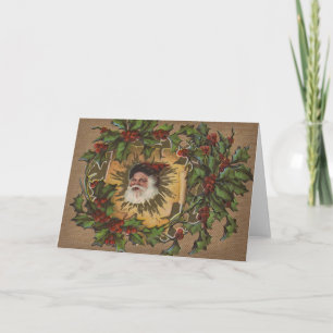 Kerstman Vintage Antiek Kerstmis Hulst Feestdagen Kaart