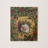 Kerstman Vintage Antiek Kerstmis Hulst Legpuzzel (Verticaal)
