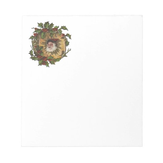 Kerstman Vintage Antiek Kerstmis Hulst Notitieblok (Voorkant)