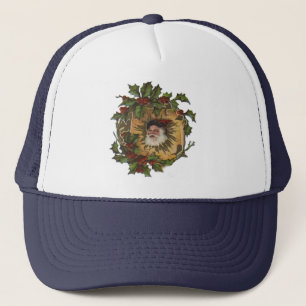 Kerstman Vintage Antiek Kerstmis Hulst Trucker Pet