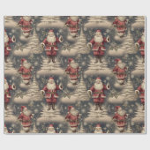 Kerstman vintage cadeaupapier (Vlak)