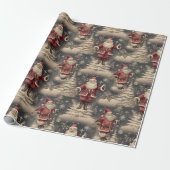 Kerstman vintage cadeaupapier (Uitgerold)