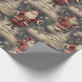 Kerstman vintage cadeaupapier (Hoek)