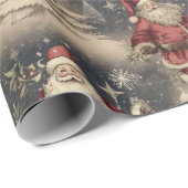 Kerstman vintage cadeaupapier (Rol Hoek)
