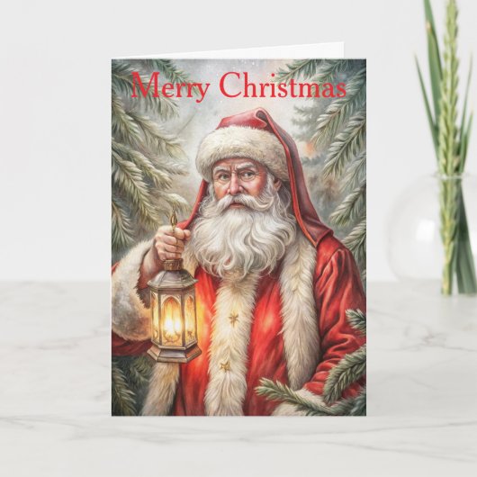 Kerstman vintage feestdagen kaart (Voorkant)
