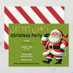 Kerstman Vintage Groen Secret Santa Feest Kaart