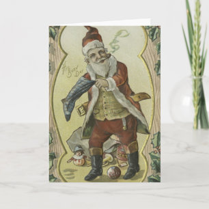 Kerstman Vintage Illustratie Kaart