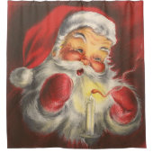 Kerstman vintage kersenlippen roze wangen dekbed douchegordijn (Voorkant)