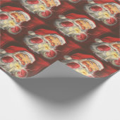 Kerstman vintage kerst cadeaupapier (Hoek)