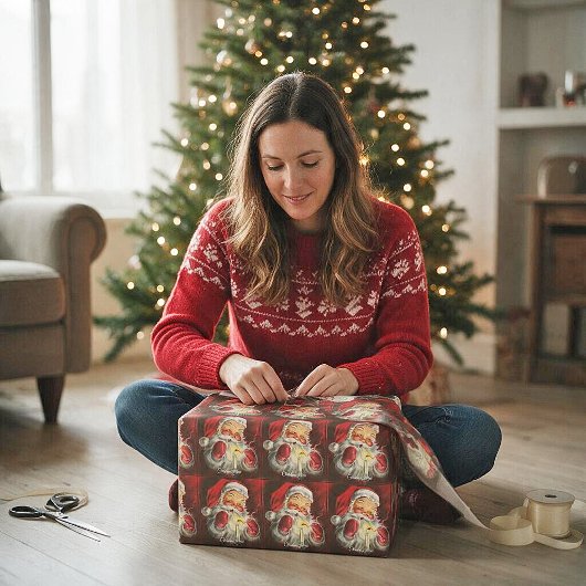 Kerstman vintage kerst cadeaupapier