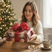Kerstman vintage kerst cadeaupapier