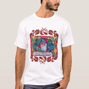 KERSTMAN VINTAGE, KERSTCADEAUS, RODE WINTERBLOEM T-SHIRT