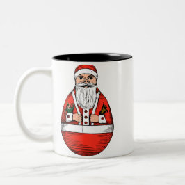 Kerstman, vintage kerstclipart tweekleurige koffiemok