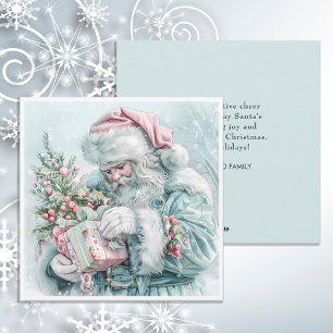 Kerstman Vintage Kerstman Pasteltinten Feestdagenkaart