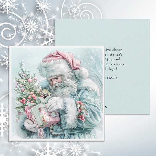 Kerstman Vintage Kerstman Pasteltinten Feestdagenkaart