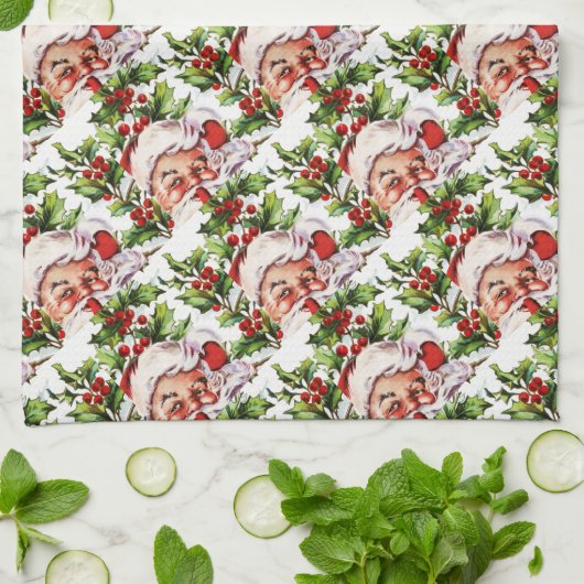 Kerstman, vintage kerstman theedoek (Gevouwen)