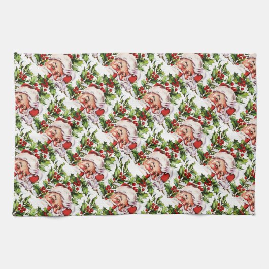 Kerstman, vintage kerstman theedoek (Horizontaal)