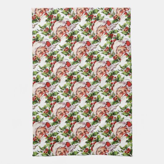 Kerstman, vintage kerstman theedoek (Verticaal)