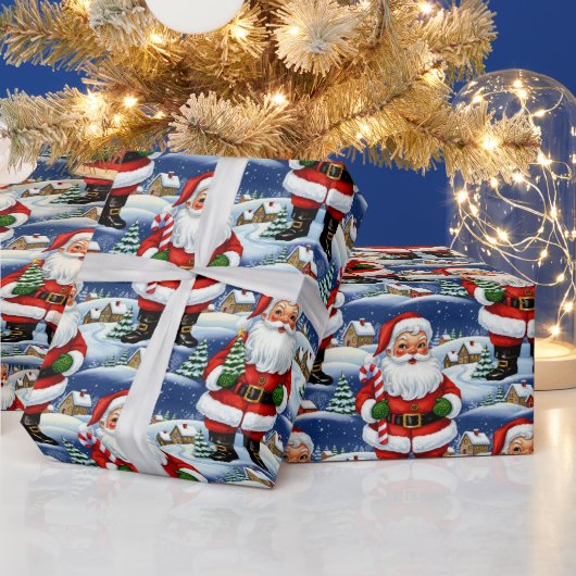 Kerstman Vintage Kitsch Cadeaupapier (Feestdagen)