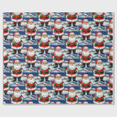 Kerstman Vintage Kitsch Cadeaupapier (Vlak)