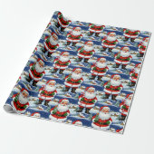 Kerstman Vintage Kitsch Cadeaupapier (Uitgerold)