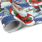 Kerstman Vintage Kitsch Cadeaupapier (Rol Hoek)