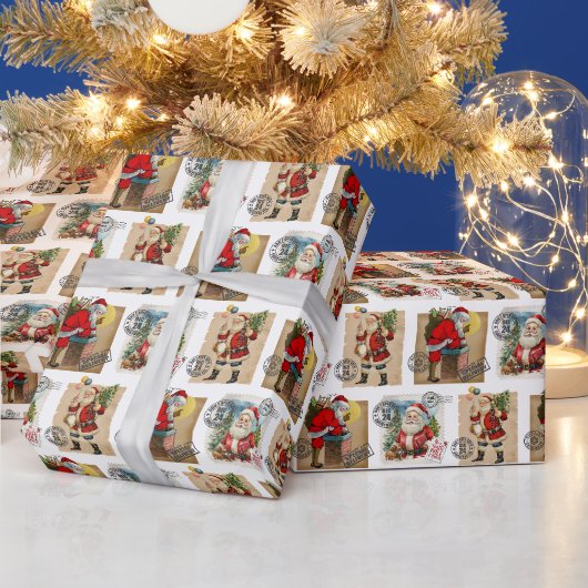 Kerstman Vintage Motief Inpakpapier (Feestdagen)