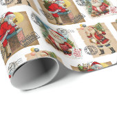 Kerstman Vintage Motief Inpakpapier (Rol Hoek)