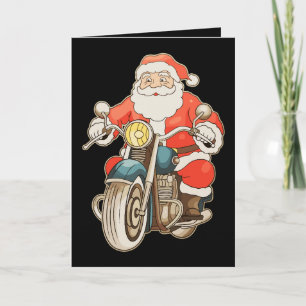 Kerstman Vintage Motorfiets Biker Kerstmis Kaart