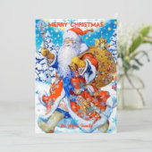 Kerstman Vintage Op Maat Kerstfeest Feestdagenkaart (Staand voorkant)