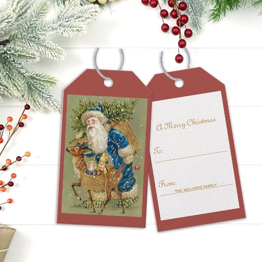 Kerstman Vintage Prettig Kerstfeest Cadeaulabel