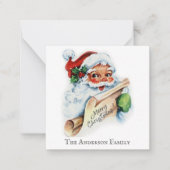 Kerstman, Vintage Prettig kerstfeest met naam Notitiekaartje (Voorkant)