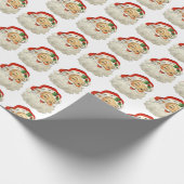 Kerstman Vintage Retro Kerstcadeaupapier Cadeaupapier (Hoek)
