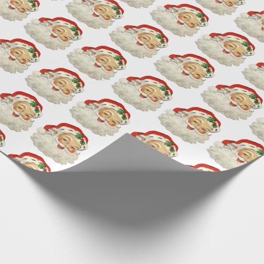 Kerstman Vintage Retro Kerstcadeaupapier Cadeaupapier (Hoek)