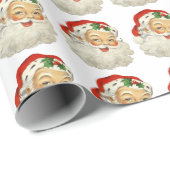 Kerstman Vintage Retro Kerstcadeaupapier Cadeaupapier (Rol Hoek)