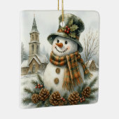 Kerstman Vintage Sneeuwman Keramisch Ornament (Rechts)