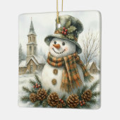 Kerstman Vintage Sneeuwman Keramisch Ornament (Links)