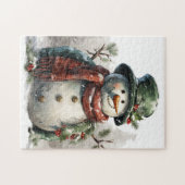 Kerstman Vintage Sneeuwman Legpuzzel | Retro (Horizontaal)