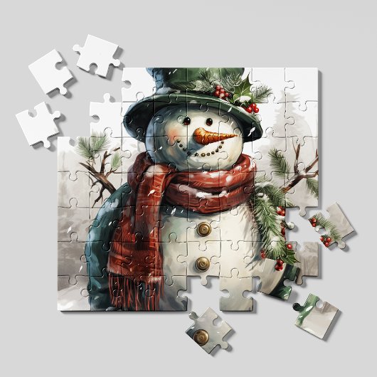 Kerstman Vintage Sneeuwman Legpuzzel | Retro