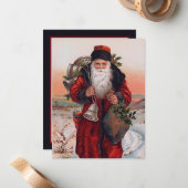 Kerstman vintage voeg sentiment toe notitiekaartje (Voorkant / Achterkant in situ)